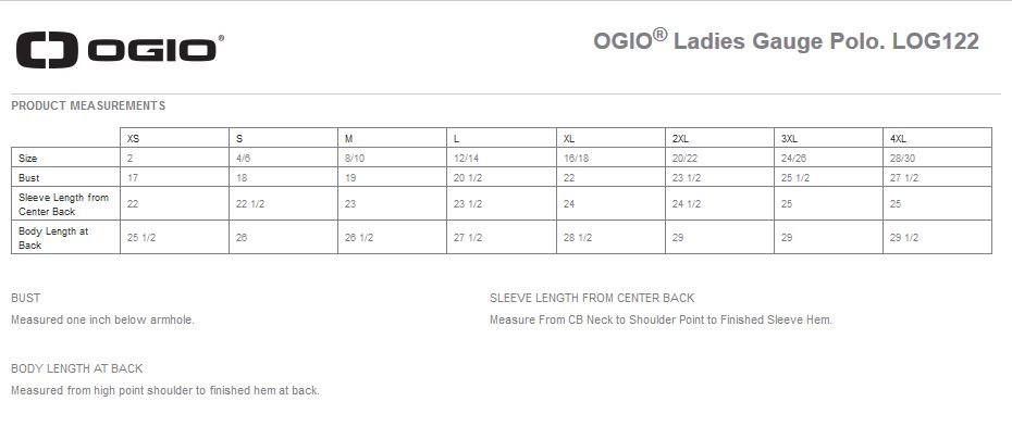 Ogio Size Chart