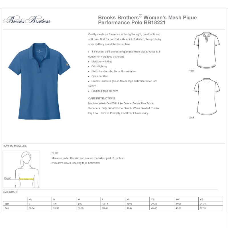 Brooks Brothers Women's Mesh Pique Performance Polo Food Fleet Merch