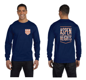 Pocket Design Logo Long Sleeve Navy Tee 