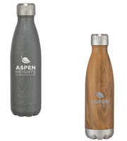 16 oz  Stainless Steel Woodtone Bottle