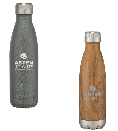 16 oz  Stainless Steel Woodtone Bottle