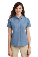Ladies Short Sleeve Denim Shirt, LSP11