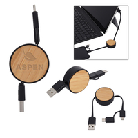 Bamboo Retractable 3-in-1 Charging Cable