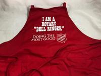 CLEARANCE-Red Apron with Rotary Bellringer logo
