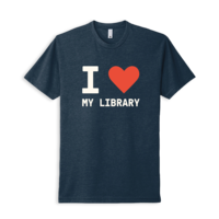 "I Heart My Library" Unisex Short Sleeve Tee (Navy)