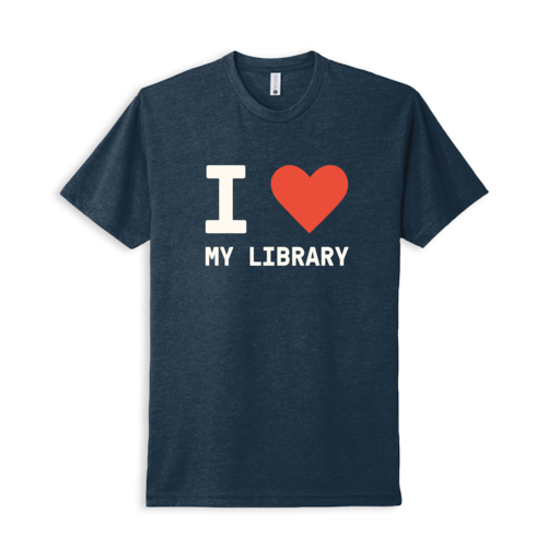 "I Heart My Library" Unisex Short Sleeve Tee (Navy)
