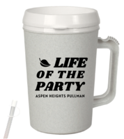 34 oz Mega Thermo Insulated Mugs w/Clear Straw
