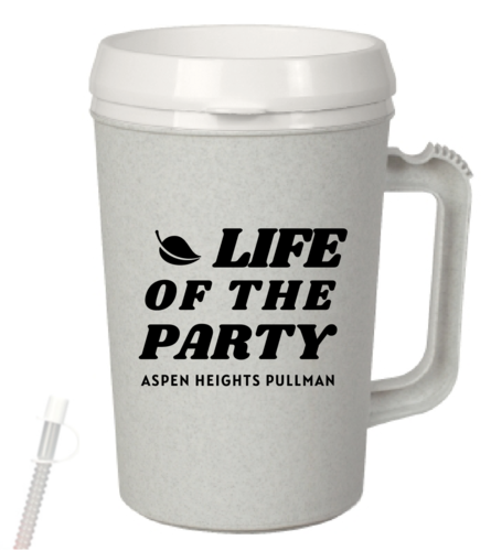 34 oz Mega Thermo Insulated Mugs w/Clear Straw
