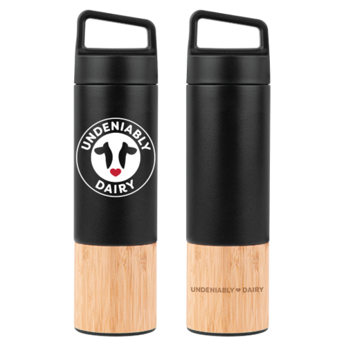 Bamboo-Wrapped Insulated Water Bottle with Handle 