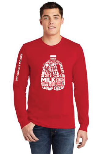 Unisex Fine Jersey Long-Sleeve T-Shirt w/ Milk Jug Design    