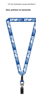 EFMP 3/4" Dye-Sublimated Lanyard with Metal Crimp, Black bulldog clip